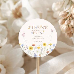 Baby in Bloom Wildflower Baby Shower Thank You Classic Round Sticker