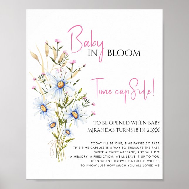 Baby In Bloom Wildflower Baby Shower Time Capsule Poster (Front)
