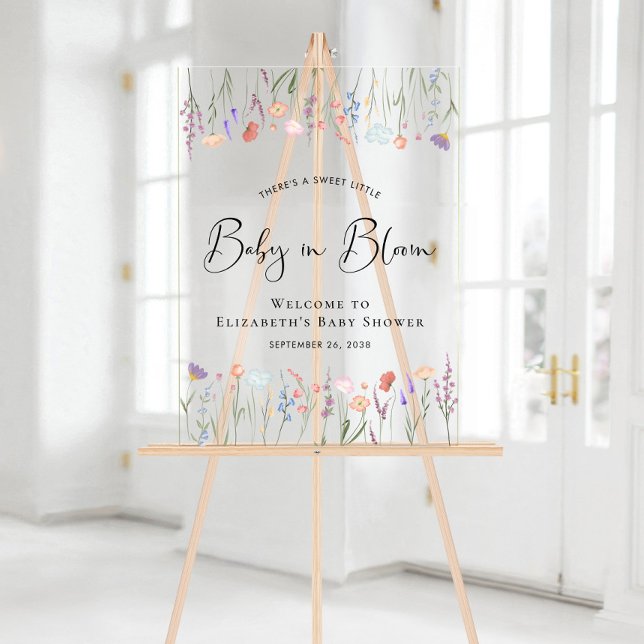Baby in Bloom Wildflower Baby Shower Welcome Acrylic Sign (Creator Uploaded)