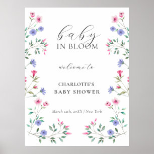 Baby In Bloom Wildflower Baby Shower Welcome Poster