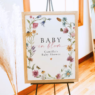 Baby In Bloom Wildflower Baby Shower Welcome Poster