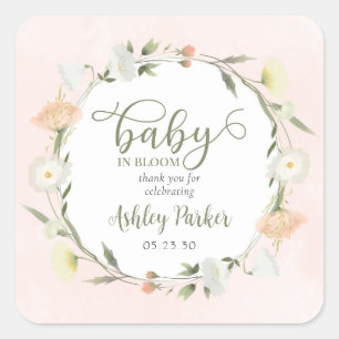 Baby In Bloom Wildflower Baby Sprinkle Thank You Square Sticker