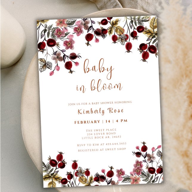 Baby In Bloom Wildflower Berry Baby Shower Invitation (Baby In Bloom Wildflower Berry Baby Shower Invitation)