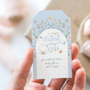 Baby in Bloom Wildflower Blue Boy Baby Shower Gift Tags