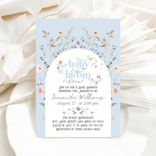 Baby in Bloom Wildflower Blue Boy Baby Shower Invitation (Creator Uploaded)