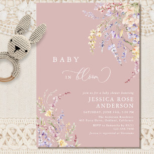 Baby In Bloom Wildflower Blush Pink Baby Shower  Invitation