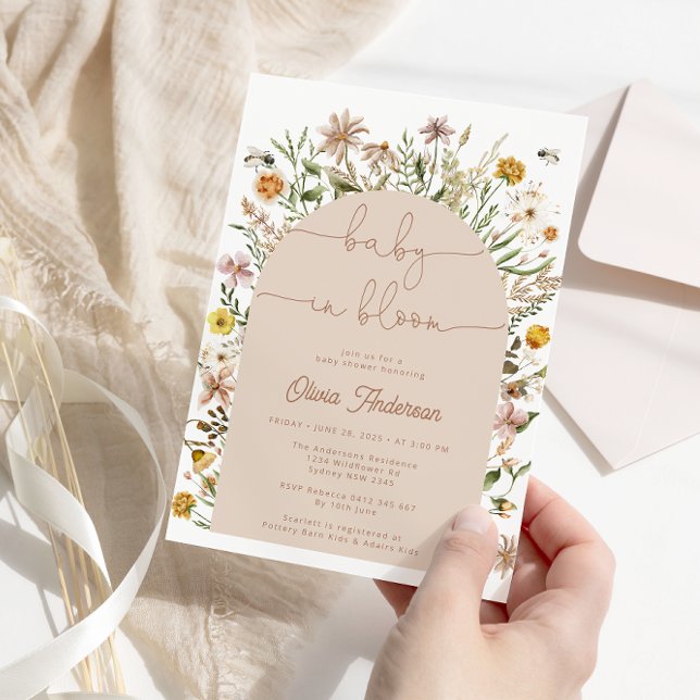 Baby in Bloom Wildflower Boho Baby Shower Invitation (Creator Uploaded)