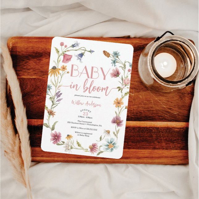 Baby In Bloom Wildflower Boho Baby Shower Invitation (Creator Uploaded)