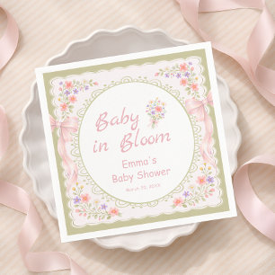 Baby in Bloom Wildflower Bow Baby Shower  Napkin