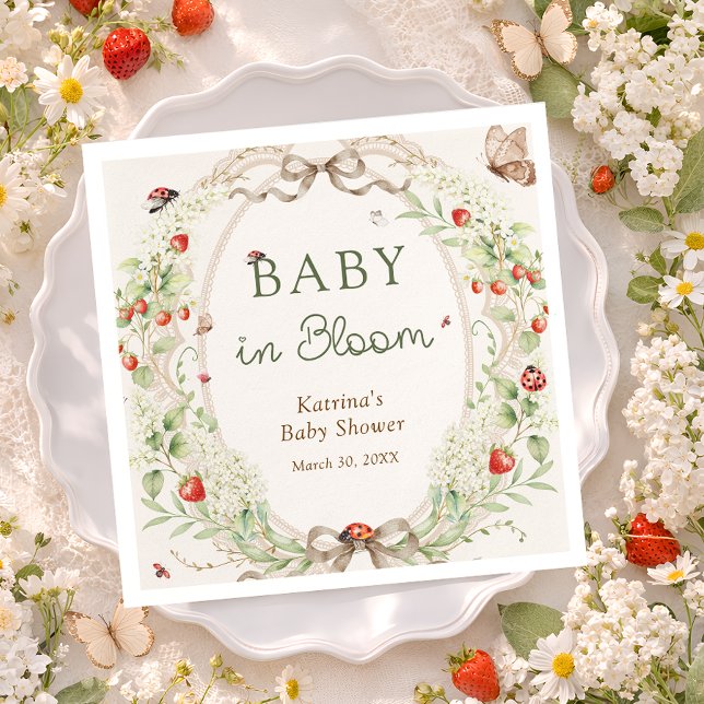 Baby in Bloom Wildflower Bow Baby Shower Napkin (Creator Uploaded)