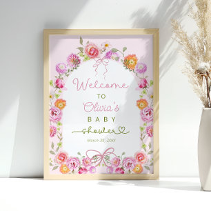 Baby in Bloom Wildflower Bow Baby Shower Welcome Poster
