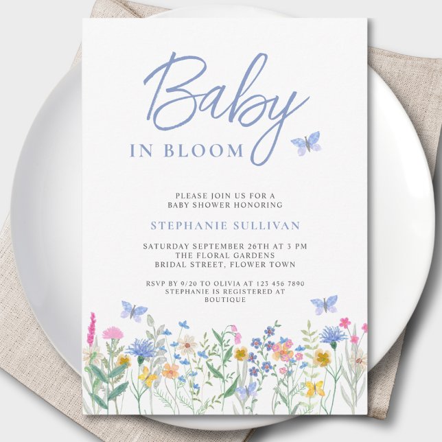 Baby in Bloom Wildflower Boy's Baby Shower  Invitation (Creator Uploaded)