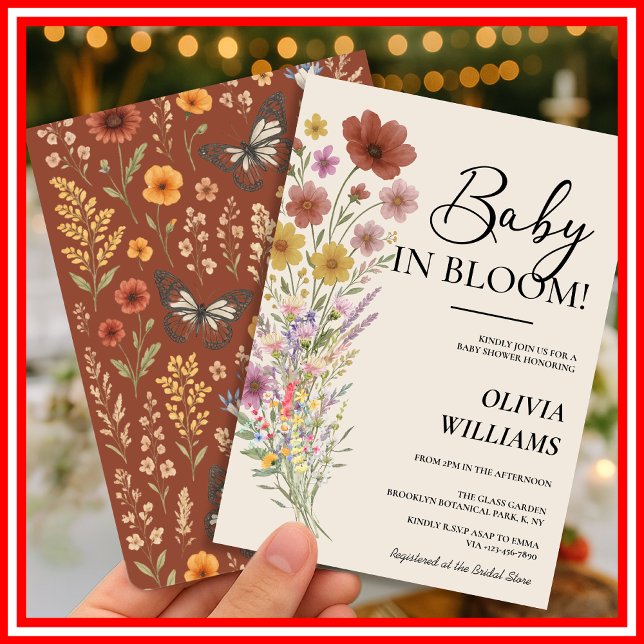 Baby in Bloom Wildflower Burnt Orange Baby Shower Invitation (Creator Uploaded)
