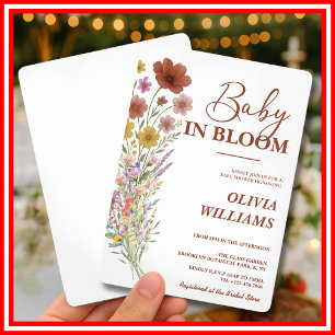 Baby in Bloom Wildflower Burnt Orange Baby Shower Invitation