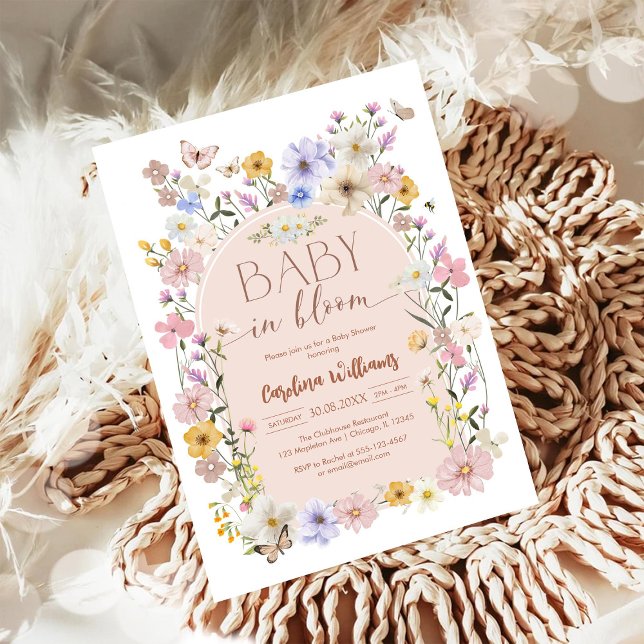 Baby In Bloom Wildflower Butterfly Baby Shower Invitation (Creator Uploaded)