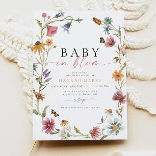 Baby In Bloom Wildflower Butterfly Baby Shower Invitation