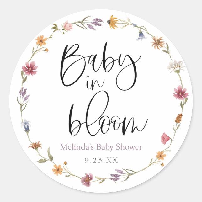 Baby in Bloom Wildflower  Classic Round Sticker (Front)