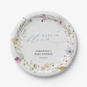 Baby in Bloom Wildflower Cute Baby Shower Paper Plate