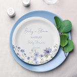 Baby in bloom Wildflower dusty blue baby shower Paper Plate<br><div class="desc">Baby in bloom Wildflower bridal shower boho wild meadow flowers spring summer dusty blue baby shower monogram printed paper plates template personalised tableware baby shower table decor</div>