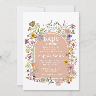 Baby In bloom Wildflower Dusty Pink Invitation