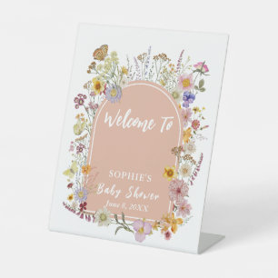 Baby In bloom Wildflower Dusty Pink Welcome  Pedestal Sign