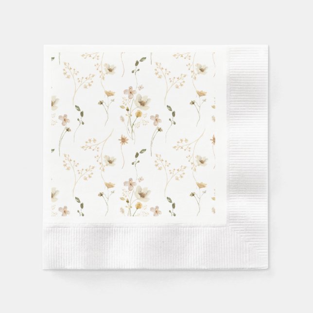 Baby in Bloom Wildflower Elegant boho Baby Shower Napkin (Front)