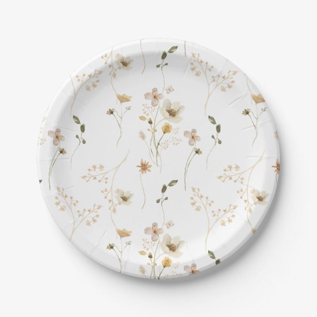 Baby in Bloom Wildflower Elegant boho Baby Shower Paper Plate (Front)