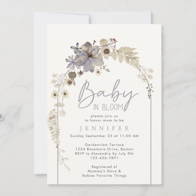 Baby In Bloom Wildflower Floral Arch Baby Shower Invitation (Front)