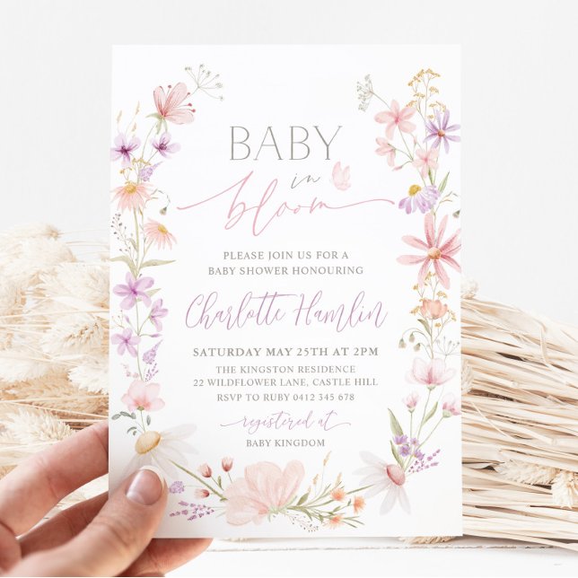 Baby In Bloom Wildflower Floral Baby Shower Invitation (Creator Uploaded)
