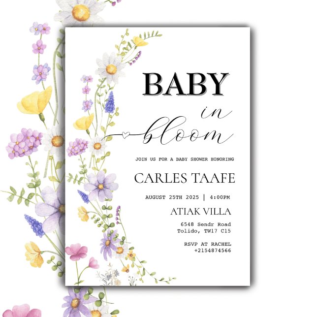 Baby in Bloom Wildflower Floral Baby Shower  Invitation (Creator Uploaded)