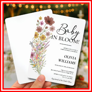 Baby in Bloom Wildflower Floral Boho Baby Shower Invitation