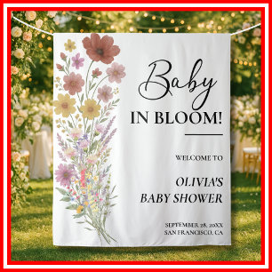 Baby in Bloom Wildflower Floral Boho Baby Shower Tapestry