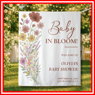 Baby in Bloom Wildflower Floral Boho Baby Shower Tapestry