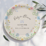 Baby in Bloom Wildflower Floral Butterfly Shower Paper Plate<br><div class="desc">For your mother-to-be, who has a "Baby in Bloom!" Earthy tones with soft pastel hues, watercolor painted, delicate light and airy wildflowers in a wreath surrounded by bees and butterflies and the script typography handwriting text and your mother-to-be's name. Art created and graphically designed by internationally licensed artist and designer,...</div>