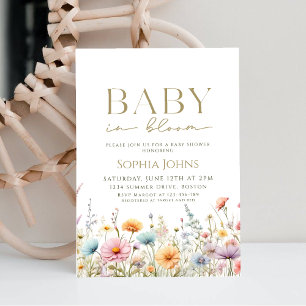 Baby In Bloom wildflower gender neutra Baby Shower Invitation