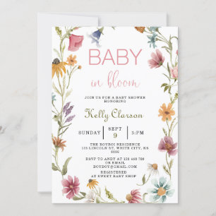 Baby In Bloom Wildflower Girl Baby Shower Invitation