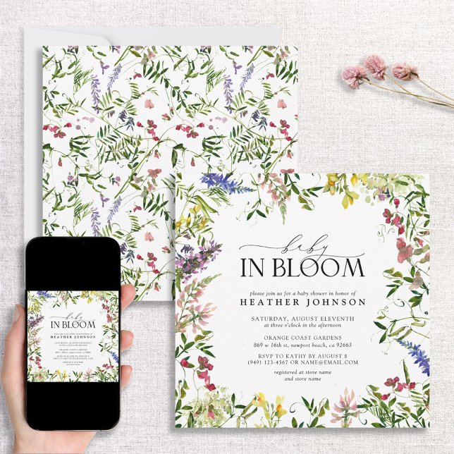 Baby in Bloom Wildflower Girl Baby Shower Invitation (Creator Uploaded)