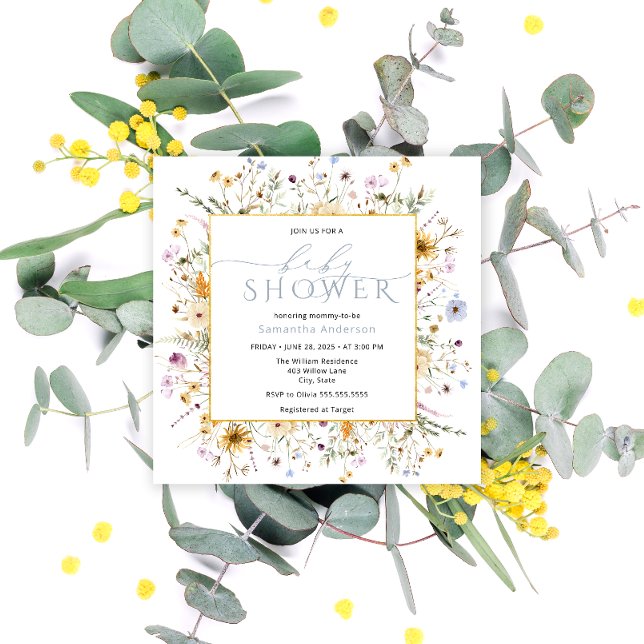 Baby in Bloom Wildflower Girl Baby Shower Invitation (Creator Uploaded)