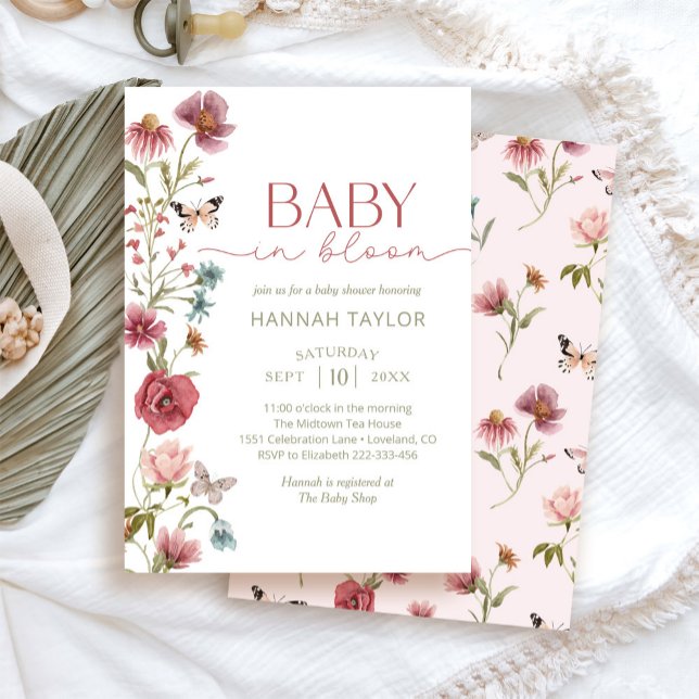 Baby in Bloom Wildflower Girl Baby Shower Invitation (Creator Uploaded)