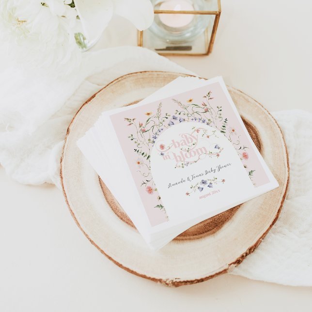 Baby in Bloom Wildflower Girl Pink Baby Shower Napkin (Creator Uploaded)