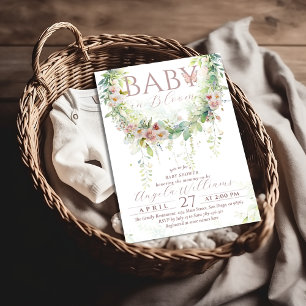 Baby in Bloom Wildflower Greenery Baby Girl Shower Invitation