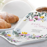Baby in Bloom Wildflower Lawn Floral Paper Plate<br><div class="desc">Baby in Bloom Wildflower baby shower paper plates to personalise. Design features floral borders of wild flowers in pink lilac yellow and blue. If you would like matching products,  please browse my Wildflower Lawn collection or message me to add the design templates you need.</div>