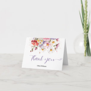 Baby in Bloom WildFlower Lilac Baby Shower Thank You Card