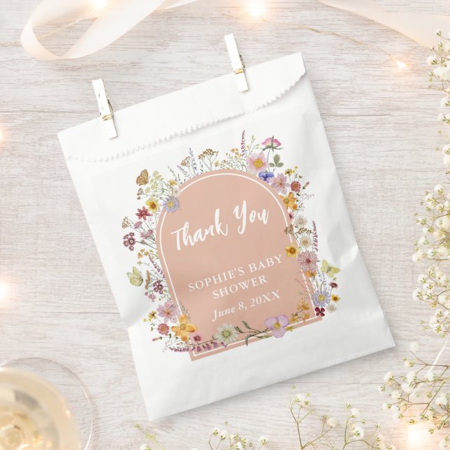 Baby In bloom Wildflower Mauve Pink Favour Bags (Clipped)