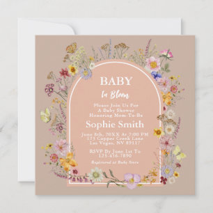 Baby In bloom Wildflower Mauve Pink Invitation