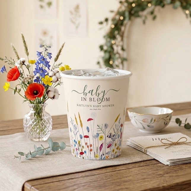 Baby in Bloom Wildflower Meadow Baby Shower Paper Cups (Creator Uploaded)