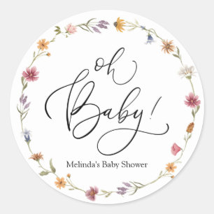 Baby in Bloom Wildflower Oh Baby Favour Classic Round Sticker