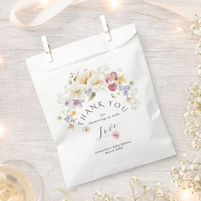 Baby in bloom Wildflower Rustic Baby Shower Favour Bags (Clipped)