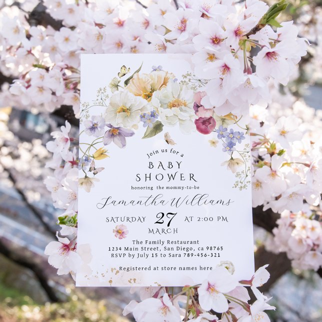 Baby in bloom Wildflower Rustic Baby Shower Invitation (Creator Uploaded)