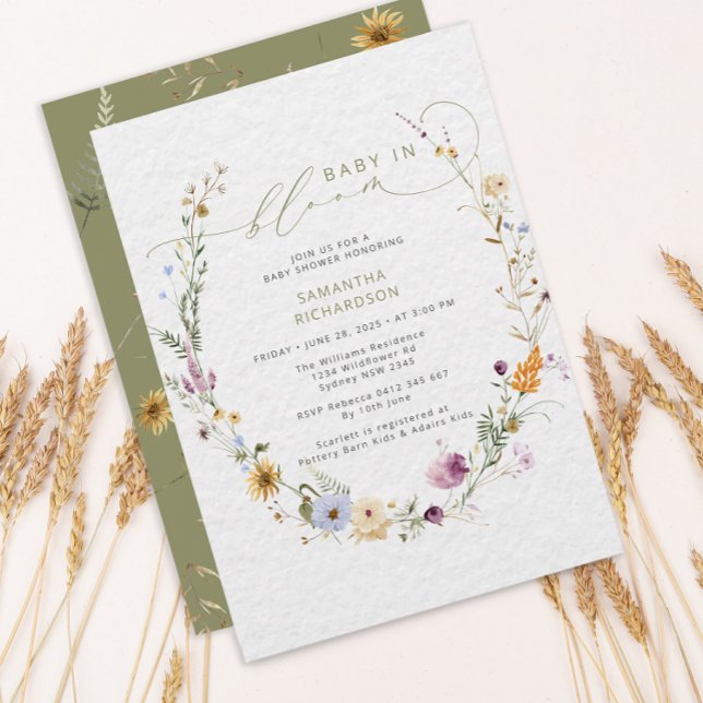 Baby in bloom Wildflower Rustic Baby Shower Invitation (Creator Uploaded)